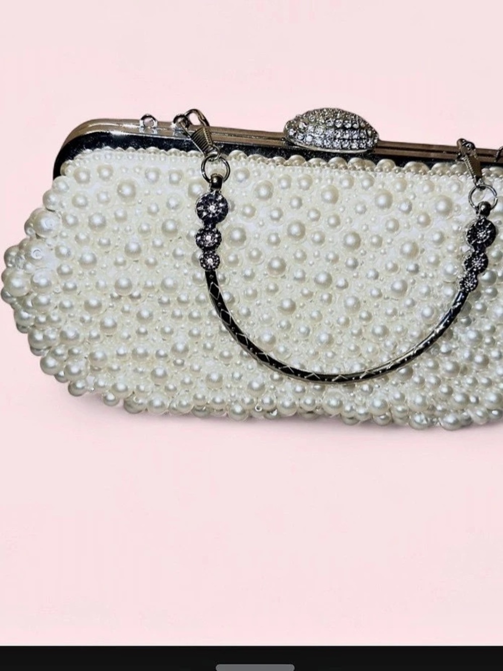 Pearl Beaded Clutch in White